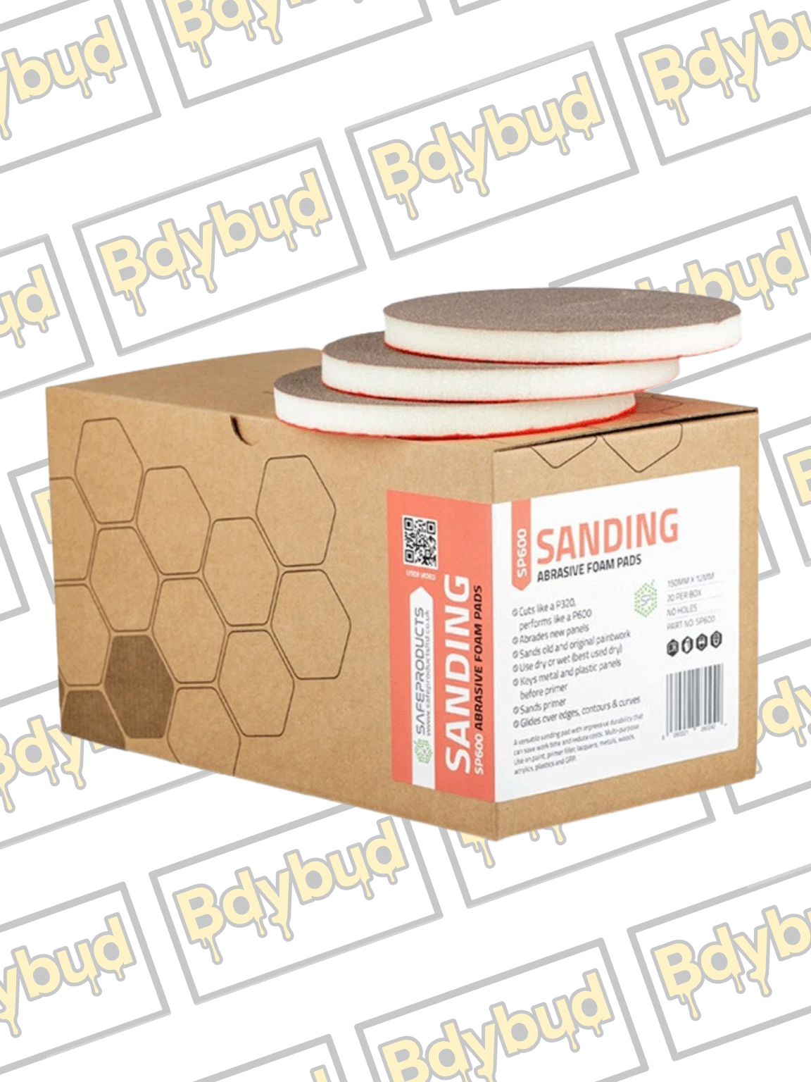 Safe Products SP600 Foam Sanding Pads 150mm, Box of 20